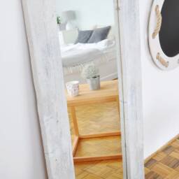Large Whitewashed Pine Wood Mirror - Rustic Wall Decor - 70x145cm - thumbnail 2
