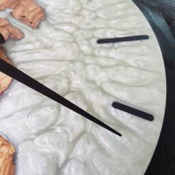 Custom Resin & Olive Wood Wall Clock Live Edge Rustic Home Decor - thumbnail 3