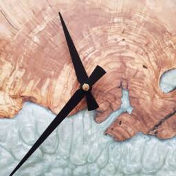 Custom Resin & Olive Wood Wall Clock Live Edge Rustic Home Decor - thumbnail 2