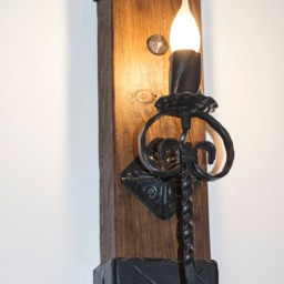 Wrought Iron & Wood Sconce Gothic Style Rustic Wall Lights - thumbnail 2