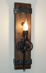 Wrought Iron & Wood Sconce Gothic Style Rustic Wall Lights