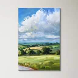 Countryside Landscape 3 Panel Split Canvas Wall Art Rolling Hills Road Abstract Oil Painting Framed Farmhouse Rustic Home Decor Gift - thumbnail 4