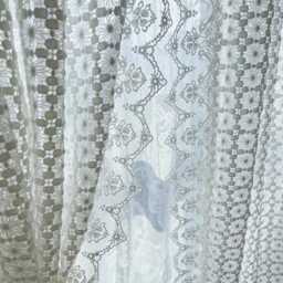 Embroidered Lace Curtain French Style Wavy Edge Floral Window Panel - thumbnail 4