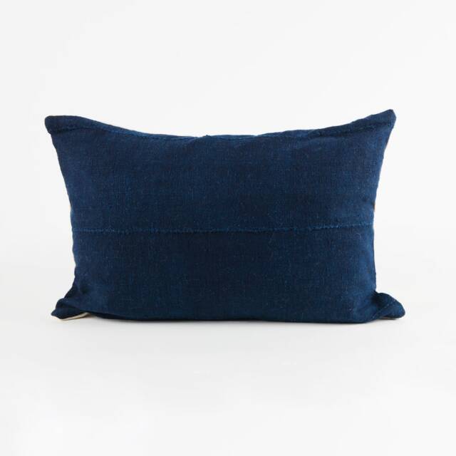 Vintage Indigo Mud Cloth Lumbar Pillow Cover - image 1