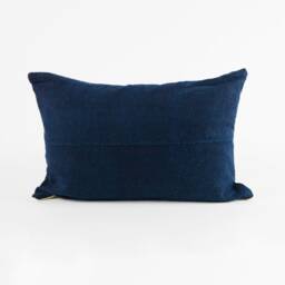 Vintage Indigo Mud Cloth Lumbar Pillow Cover - thumbnail 1