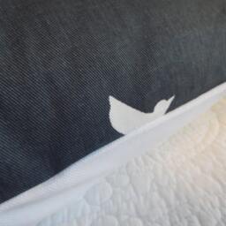 Chambray Pillow Cover Blue & White Birds Print, Cotton Home Decor - thumbnail 4