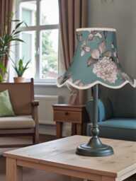 Green Floral Hydrangea Lampshade With Cream Braid Handmade For Ceiling Lights, Table & Floor Standard Lamp Shades - thumbnail 1