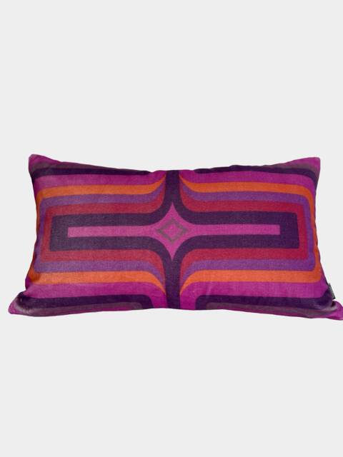 Geometric Velvet Printed Cushion - Pink + Coral - image 1