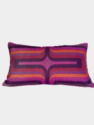 Geometric Velvet Printed Cushion - Pink + Coral - thumbnail 1