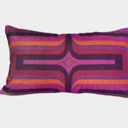 Geometric Velvet Printed Cushion - Pink + Coral - thumbnail 2