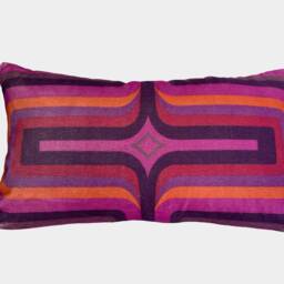 Geometric Velvet Printed Cushion - Pink + Coral - thumbnail 3