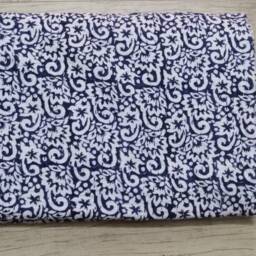 Indigo Floral Kantha Quilt, Handblock Printed Indian Bedspread - Queen - thumbnail 3