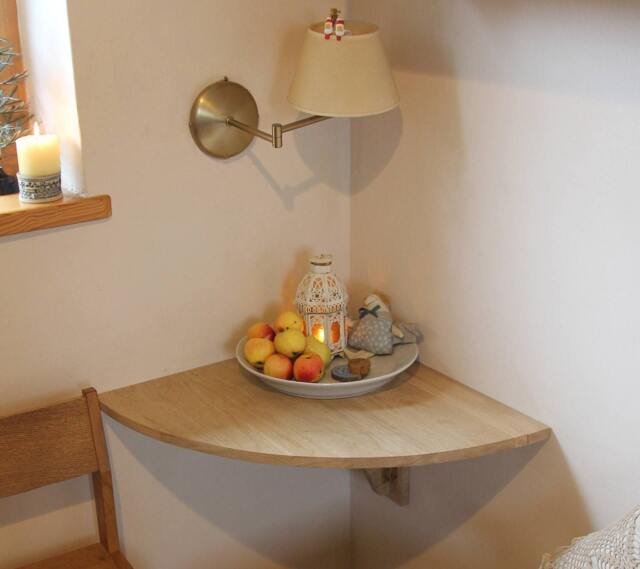 Handmade Natural Oak Wall Corner Desk, Folding Wooden Table - image 1