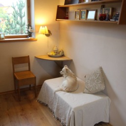Handmade Natural Oak Wall Corner Desk, Folding Wooden Table - thumbnail 2