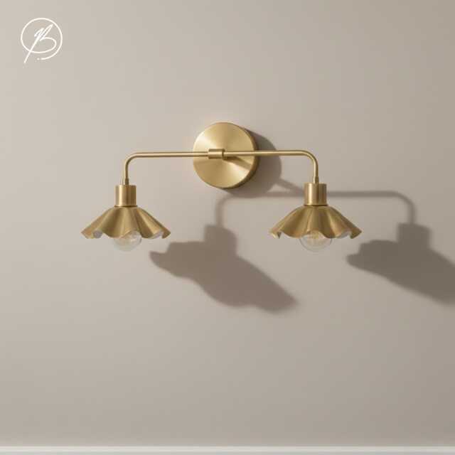 Brass Vanity Sconce - Bathroom Wall Light Modern Hardwired Lamp - image 1