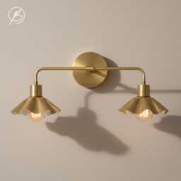 Brass Vanity Sconce - Bathroom Wall Light Modern Hardwired Lamp - thumbnail 2