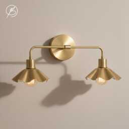 Brass Vanity Sconce - Bathroom Wall Light Modern Hardwired Lamp - thumbnail 3