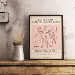 Picasso Exhibition Poster, Pink Dance, Vintage Minimalist Art Print, Line Drawing, Bedroom Art, Gift Idea, A1/A2/3/A4 - thumbnail 2