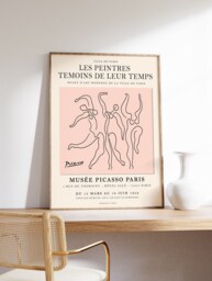 Picasso Exhibition Poster, Pink Dance, Vintage Minimalist Art Print, Line Drawing, Bedroom Art, Gift Idea, A1/A2/3/A4 - thumbnail 1