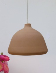 Ceramic Pendant Light, Light Brown Stoneware Bell, Hanging Lamp