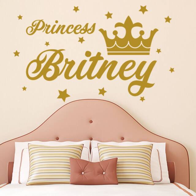 Personalized Princess Crown Name Wall Decal, Girls Room Decor Ma52 - image 1