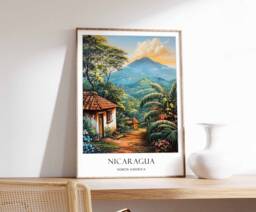 Nicaragua Poster, Tourism Decor, Wall Art, Managua Cityscape Central America Art Prints, Travel Poster - thumbnail 1