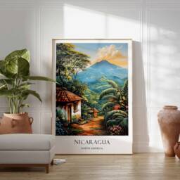 Nicaragua Poster, Tourism Decor, Wall Art, Managua Cityscape Central America Art Prints, Travel Poster - thumbnail 2