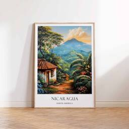 Nicaragua Poster, Tourism Decor, Wall Art, Managua Cityscape Central America Art Prints, Travel Poster - thumbnail 3