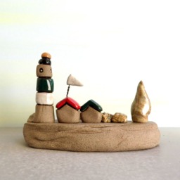 Handmade Ceramic Lighthouse Sculpture, Miniature Island Art - thumbnail 4