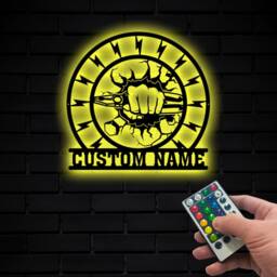 Personalized Electrician Metal Led Sign, Lineman Custom Name Electrical Workers Wall Art, Hanging Retirement Gift - thumbnail 1