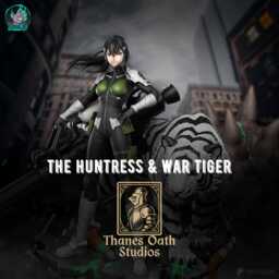 The Huntress & War Tiger - Sci-Fi Military Kaiju Fiction Monster Defense Anime Mina Ashiro & Bakko Resin Figure 16K - thumbnail 1