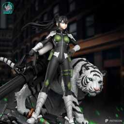 The Huntress & War Tiger - Sci-Fi Military Kaiju Fiction Monster Defense Anime Mina Ashiro & Bakko Resin Figure 16K - thumbnail 4