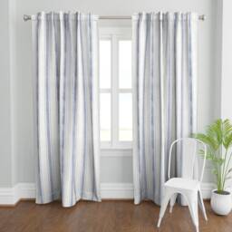 Faded Blue Stripe Curtain Panel - Ticking Distressed Weathered Shabby Chic Custom By Holli_Zollinger - thumbnail 2
