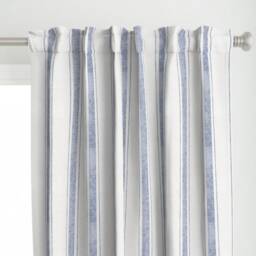 Faded Blue Stripe Curtain Panel - Ticking Distressed Weathered Shabby Chic Custom By Holli_Zollinger - thumbnail 1