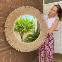 Jute Mirror Wall Decor, Round Decor With Fringes, Boho Mirror Wall - Mirror Jute Iii - thumbnail 3