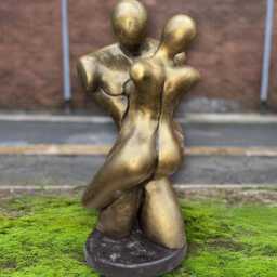 Loving Couple Statue Concrete Romantic Pair Figurine Stone Hugging Sculpture Outdoor Yard & Home Decor Anniversary Lover Gift - thumbnail 2