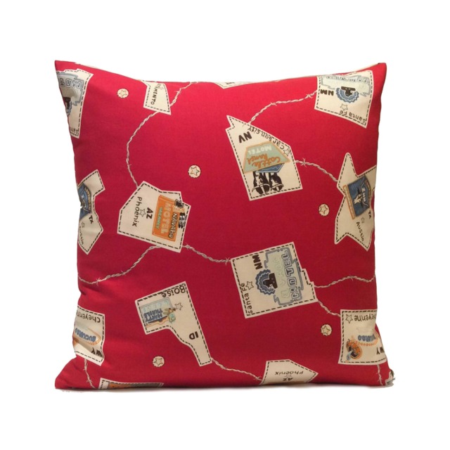 "Red Pillow, Throw Pillow Cover, Decorative Cushion Pillowcase, Accent Cotton Off White Signs, 18""x18" - image 1