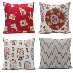 "Red Pillow, Throw Pillow Cover, Decorative Cushion Pillowcase, Accent Cotton Off White Signs, 18""x18" - thumbnail 3