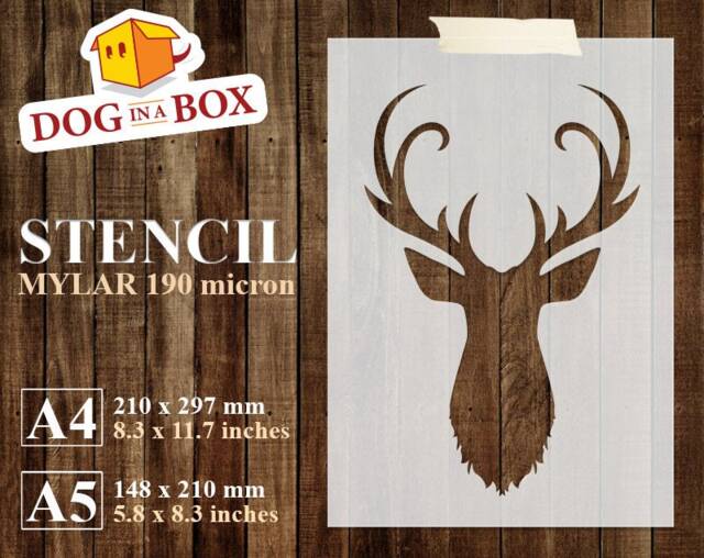 Deer Stencil N.3 Reusable Deer Head Stencil For Painting On Wall, Wood, Fabrics, Home & Furniture Decor - image 1