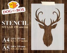 Deer Stencil N.3 Reusable Deer Head Stencil For Painting On Wall, Wood, Fabrics, Home & Furniture Decor - thumbnail 1
