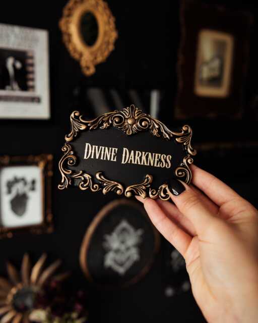Divine Darkness Gothic Plaque - Alternative Wall Decor, Witchy Home Gift Idea, Occult Style Art, Baroque Goth Sign, Shadow Work Decor - image 1