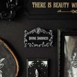 Divine Darkness Gothic Plaque - Alternative Wall Decor, Witchy Home Gift Idea, Occult Style Art, Baroque Goth Sign, Shadow Work Decor - thumbnail 2