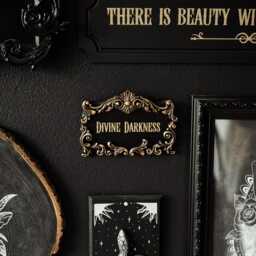 Divine Darkness Gothic Plaque - Alternative Wall Decor, Witchy Home Gift Idea, Occult Style Art, Baroque Goth Sign, Shadow Work Decor - thumbnail 3
