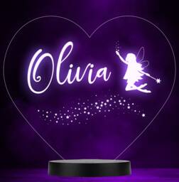 Girls Cute Baby Fairy Stars Heart Personalised Colour Change Lamp Night Light - thumbnail 1