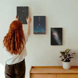 Canvas Wall Art Set Of 3 - Space With The Galaxy, Constellation Cancer, Navy Canvas, & Astrology Decor - thumbnail 3