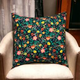 Rifle Paper Co Poppy Fields Black Fabric Pillow Cover - thumbnail 1