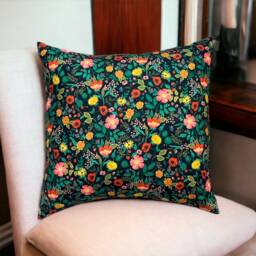 Rifle Paper Co Poppy Fields Black Fabric Pillow Cover - thumbnail 2