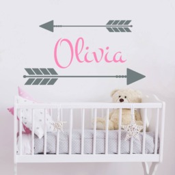 Vinyl Name Wall Decal. Arrow Rustic Nursery Decor. Sticker. Girls Kids Room - Ma30 - thumbnail 1