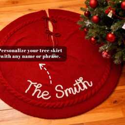 Custom Knitted Christmas Tree Skirt, Personalized Family Name Holiday Decor, Baby First Xmas Gift, Cozy Decoration - thumbnail 2