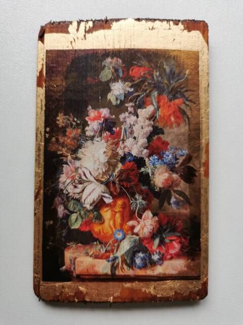 Jan Van Huysum Floral Wood Wall Art Baroque Gold Accent - image 1